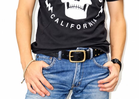 『Oiled cowhide leather』真鍮バックル ５ミリ レザーベルト DLM-921 厚みがある長方形の真鍮 rectangle buckle (レクタングルバックル）