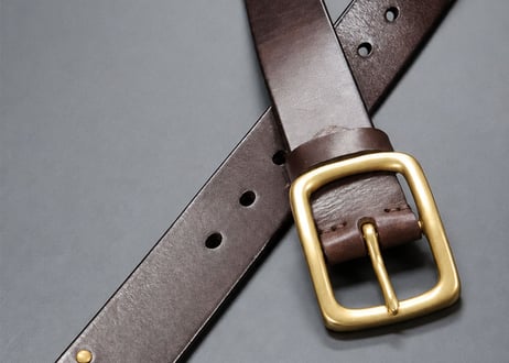 『Oiled cowhide leather』真鍮バックル ５ミリ レザーベルト DLM-921 厚みがある長方形の真鍮 rectangle buckle (レクタングルバックル）