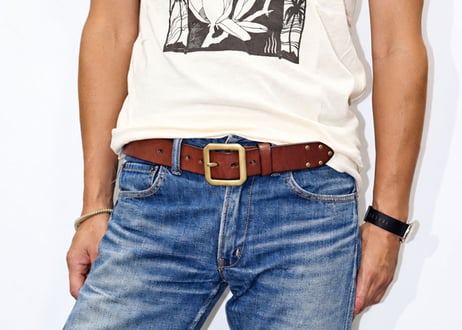 『Cowhide leather』 38mm幅 真鍮ギャリソンバックル  革極厚5ミリベルト DLM-920 genuine leather