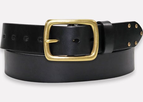 『Oiled cowhide leather』真鍮バックル ５ミリ レザーベルト DLM-921 厚みがある長方形の真鍮 rectangle buckle (レクタングルバックル）
