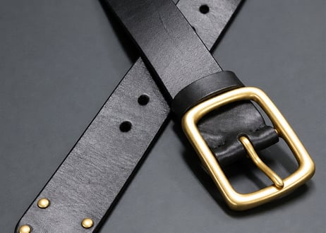 『Oiled cowhide leather』真鍮バックル ５ミリ レザーベルト DLM-921 厚みがある長方形の真鍮 rectangle buckle (レクタングルバックル）