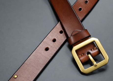 『Cowhide leather』 38mm幅 真鍮ギャリソンバックル  革極厚5ミリベルト DLM-920 genuine leather