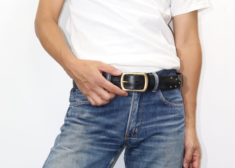 Washed Leather】洗い革 38mm幅ベルト 真鍮バックル [DLM-914] 本