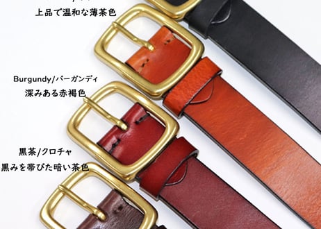 『Oiled cowhide leather』真鍮バックル ５ミリ レザーベルト DLM-921 厚みがある長方形の真鍮 rectangle buckle (レクタングルバックル）