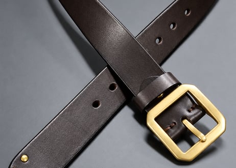 『Cowhide leather』 38mm幅 真鍮ギャリソンバックル  革極厚5ミリベルト DLM-920 genuine leather