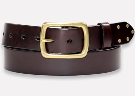 『Oiled cowhide leather』真鍮バックル ５ミリ レザーベルト DLM-921 厚みがある長方形の真鍮 rectangle buckle (レクタングルバックル）