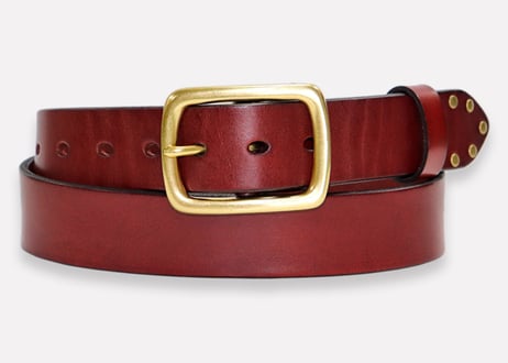 『Oiled cowhide leather』真鍮バックル ５ミリ レザーベルト DLM-921 厚みがある長方形の真鍮 rectangle buckle (レクタングルバックル）
