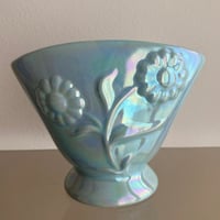 Lusterware blue flower vase