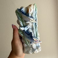 Lusterware dolphin flower vase