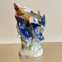Lusterware dolphin and shell flower vase