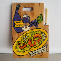 Wood charcuterie board and knife