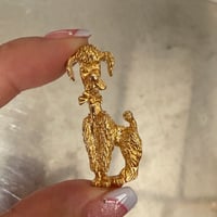 Poodle gold color brooch