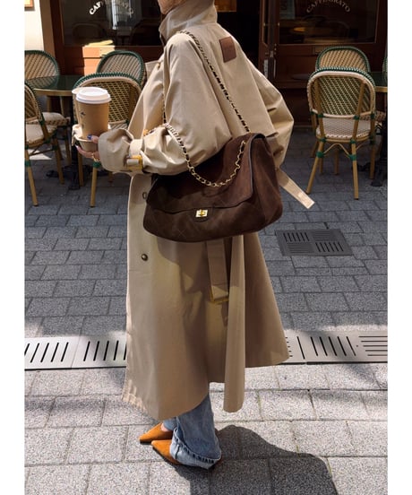 ribbon bi-collar long trench
