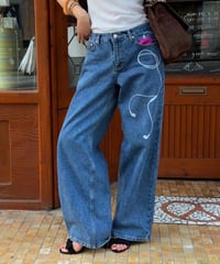 vintage music jeans / Indigo blue