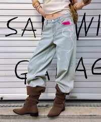vintage music jeans / light ash blue
