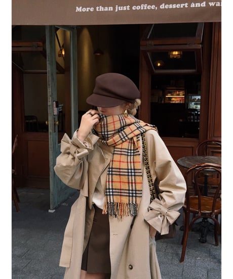 ribbon bi-collar long trench