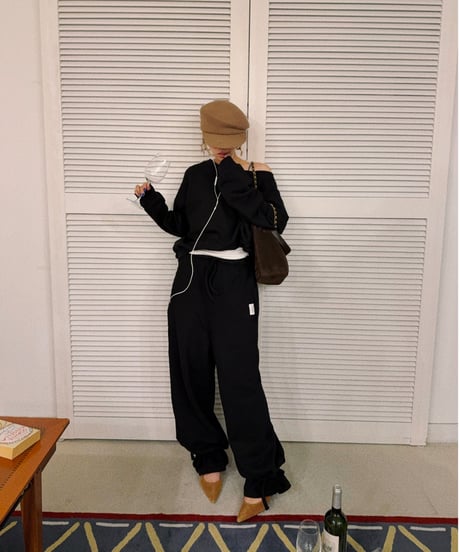 【pre】drawstring sweat set-up / black