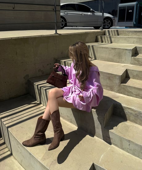 city striped shirt set-up / pink