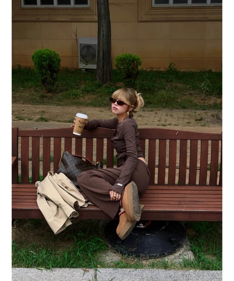 gelato touch cardigan＆cup cami / choco brown