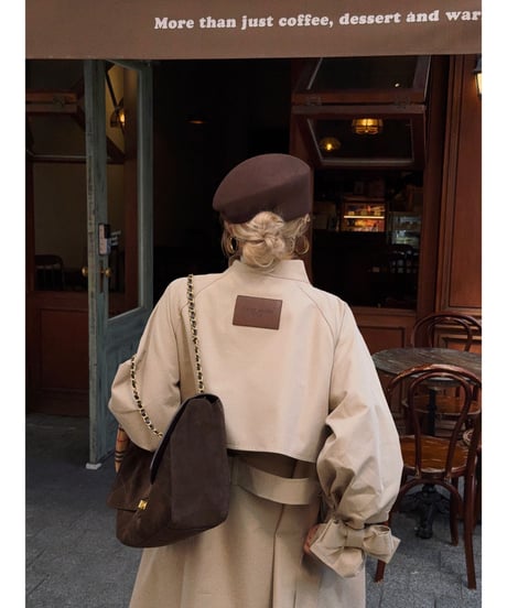 ribbon bi-collar long trench