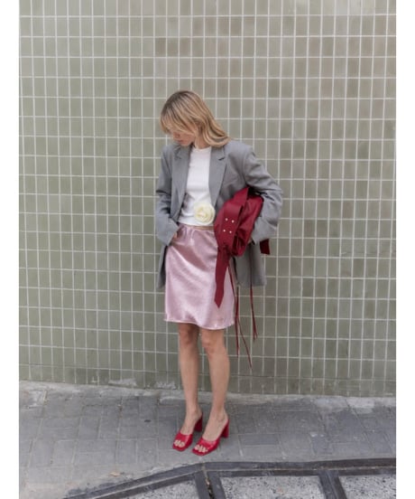 juicy gloss midi skirt / peach pink