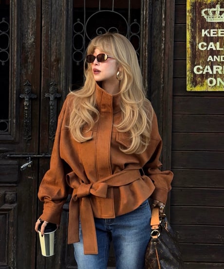 Ribbon Warm Suede Jacket