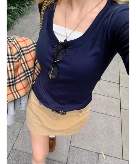 midi sleeve tee / navy
