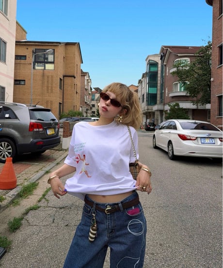 vintage music jeans / Indigo blue