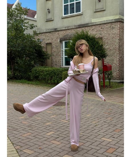gelato touch cardigan＆cup cami / baby pink