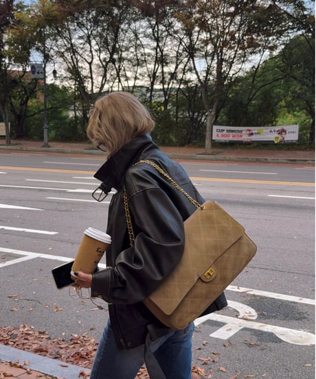 【pre】classic suede leather bag / beige