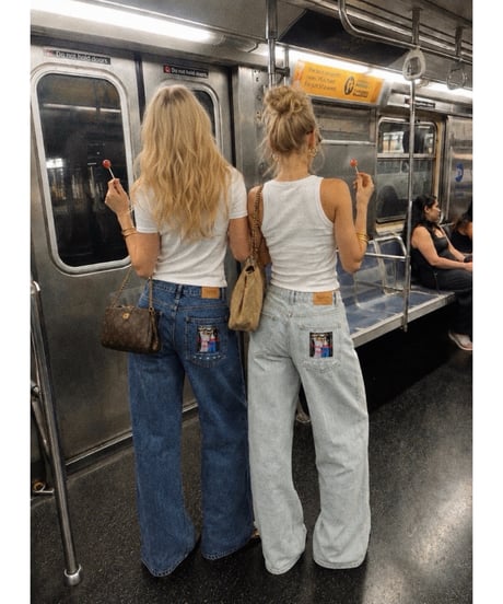 vintage music jeans / light ash blue