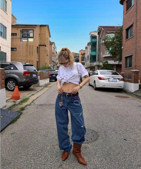 vintage music jeans / Indigo blue
