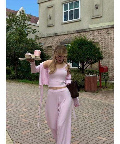 gelato touch cardigan＆cup cami / baby pink