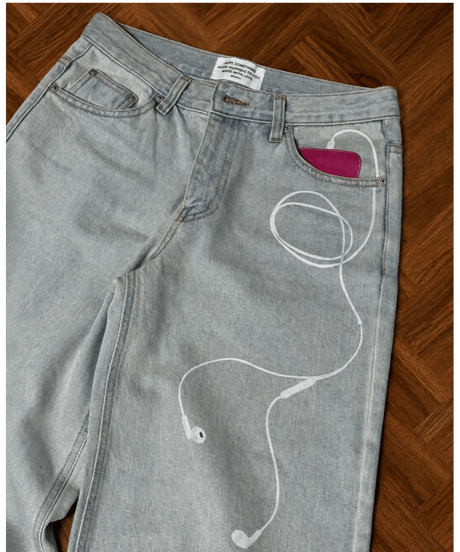 vintage music jeans / light ash blue