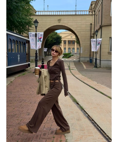 gelato touch cardigan＆cup cami / choco brown