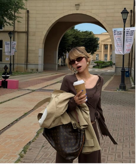 gelato touch cardigan＆cup cami / choco brown