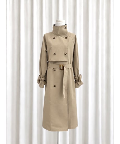 ribbon bi-collar long trench