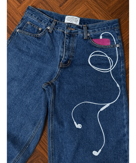 vintage music jeans / Indigo blue