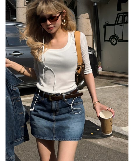 midi sleeve tee / white