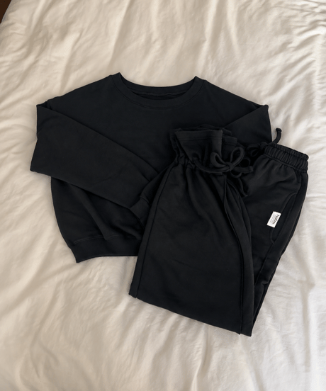【pre】drawstring sweat set-up / black