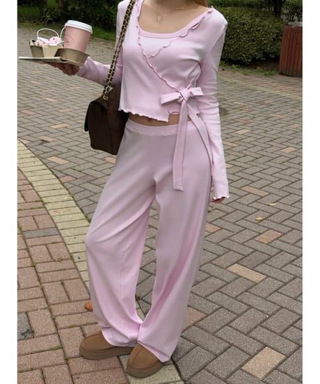 gelato touch cardigan＆cup cami / baby pink