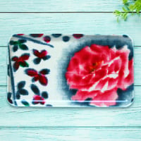 ミニトレー 21×12cm【伊勢崎銘仙】大輪薔薇