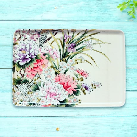 トレー(L) 折敷 30×21cm 【小紋】牡丹と百花