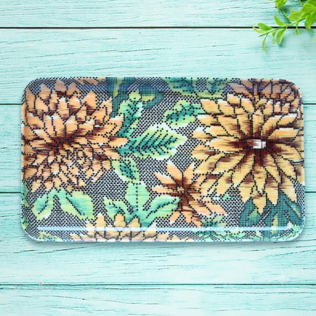 ミニトレー 21×12cm【紬】八重菊