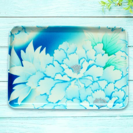 トレー(M)お盆 23×16cm【振袖】コバルト牡丹