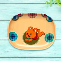 オーバル小皿 16×12cm【子供着物】ごきげんクマさん