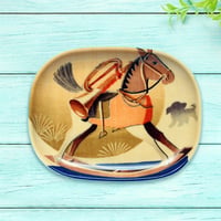 オーバル小皿 16×12cm【男長襦袢】木馬とラッパ