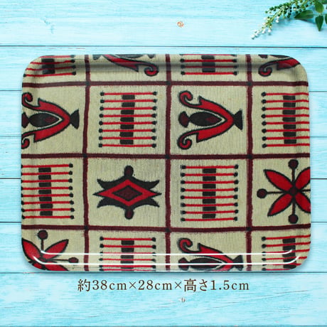 トレー(LL) 折敷 38×28cm【紬】トライバル柄