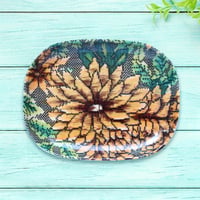 オーバル小皿 16×12cm【紬】八重菊