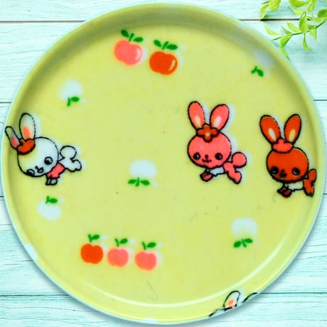 豆皿コースター(2枚セット) φ10cm【子供着物】ぴょんぴょんウサギ